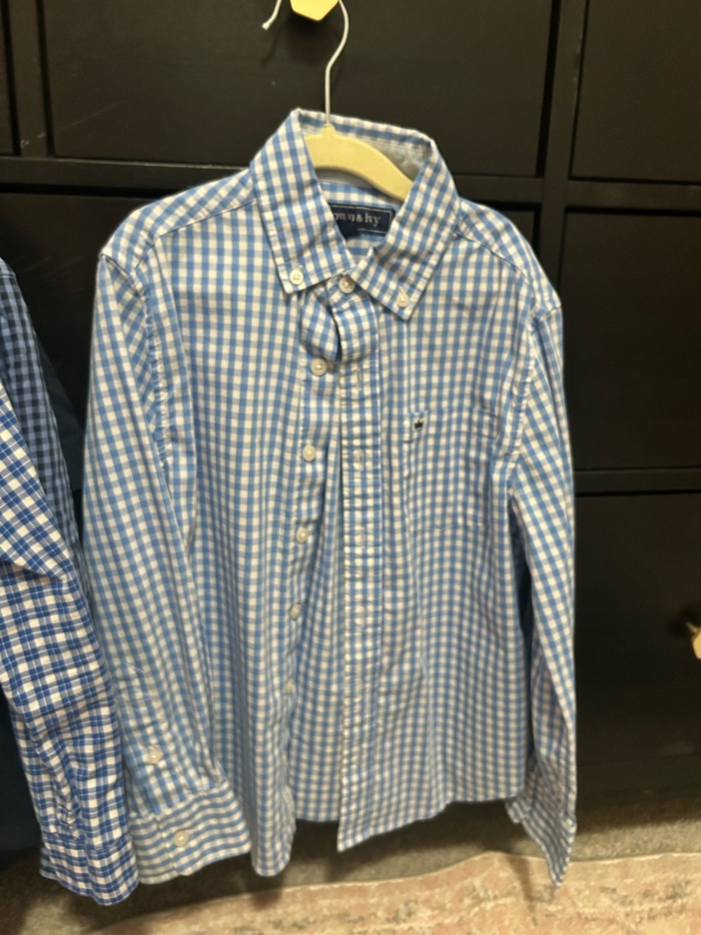 Crown Vintage Blue and White Gingham Button-Down Shirt